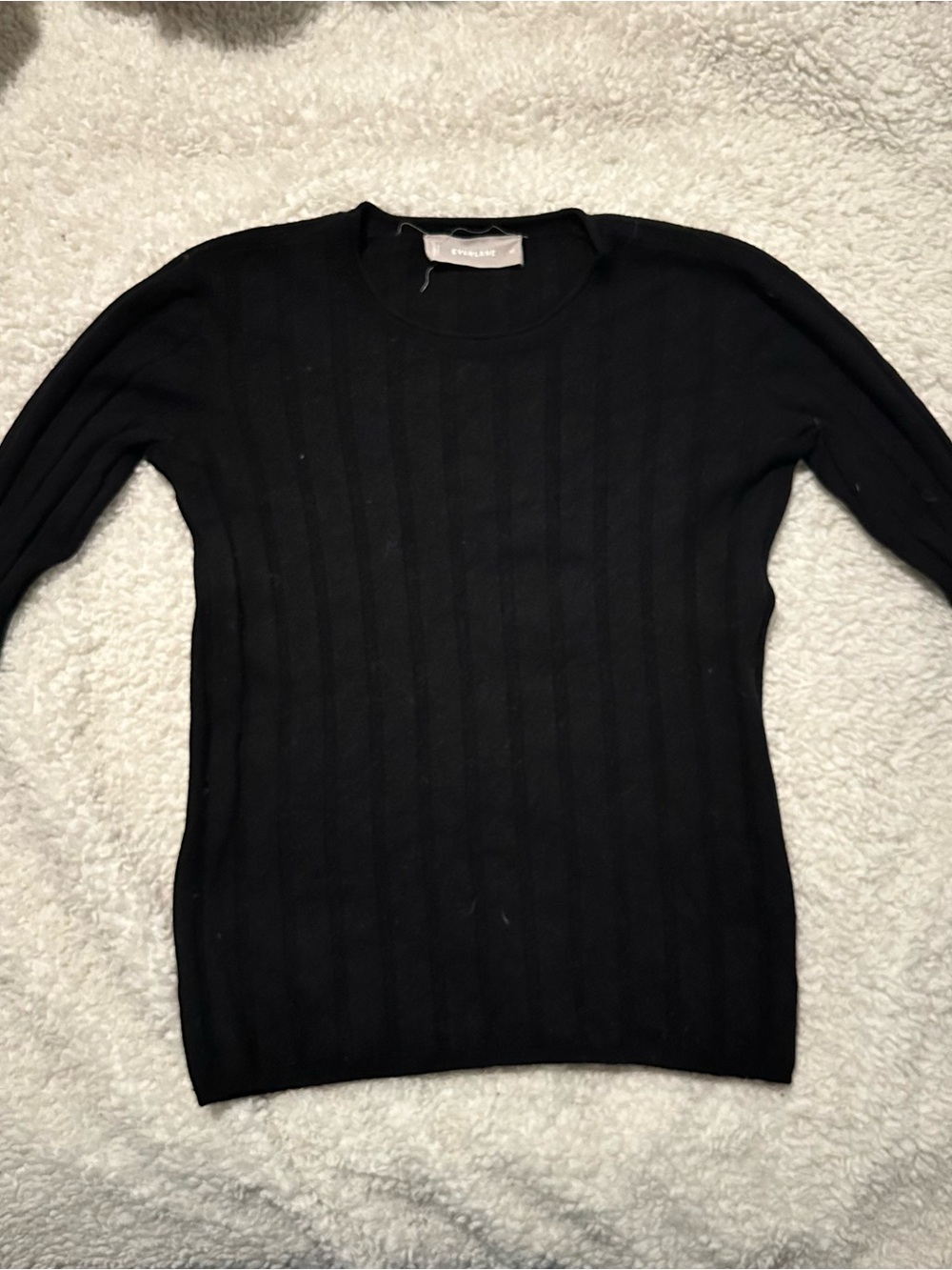 Everlane - Cashmere - Black Ribbed Crewneck Sweater